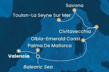 Španielsko, Taliansko, Francúzsko z Valencie na lodi Costa Pacifica