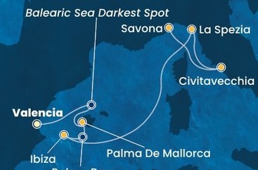 Španielsko, Taliansko z Valencie na lodi Costa Pacifica
