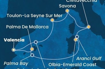 Španielsko, Taliansko, , Francúzsko z Valencie na lodi Costa Pacifica