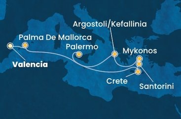 Španielsko, Grécko, Taliansko z Valencie na lodi Costa Pacifica