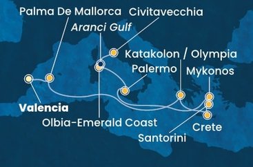 Španielsko, Grécko, Taliansko z Valencie na lodi Costa Pacifica