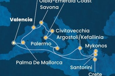 Španielsko, Grécko, Taliansko, Francúzsko z Valencie na lodi Costa Pacifica