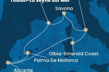 Francúzsko, Španielsko, Taliansko z Toulonu na lodi Costa Pacifica