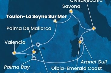Francúzsko, Španielsko, Taliansko,  z Toulonu na lodi Costa Pacifica