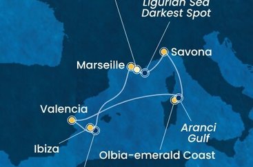 Francúzsko, , Taliansko, Španielsko z Toulonu na lodi Costa Fascinosa