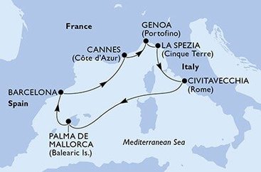 Cez staroveký Rím na Azúrové pobrežie na MSC Seaview