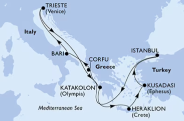 Z Jadranského mora do Istanbulu na MSC Splendida