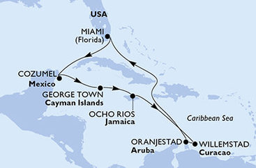 Ochutnávka Karibiku cez Mexico k brehom Aruby na MSC Divina