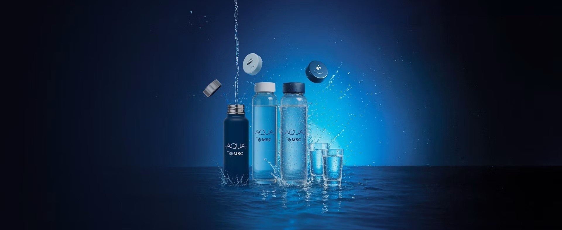 Hliníková znovupoužitelná lahev AQUA by MSC